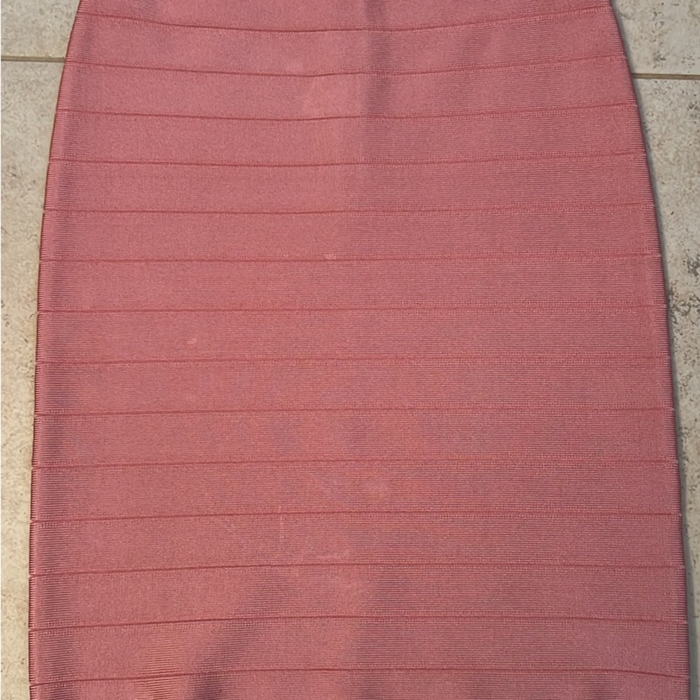 bebe Pink Ribbed Bandage Pencil Skirt